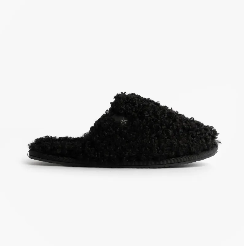 Calvin Klein CLOSE SLIPPER FUR Womens Slippers Black sold by House of Slippers