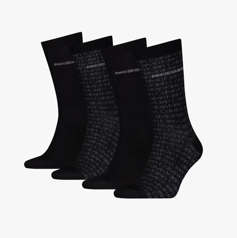 Calvin Klein 4 Pack Giftbox AOP Mens Socks Black sold by House of Slippers