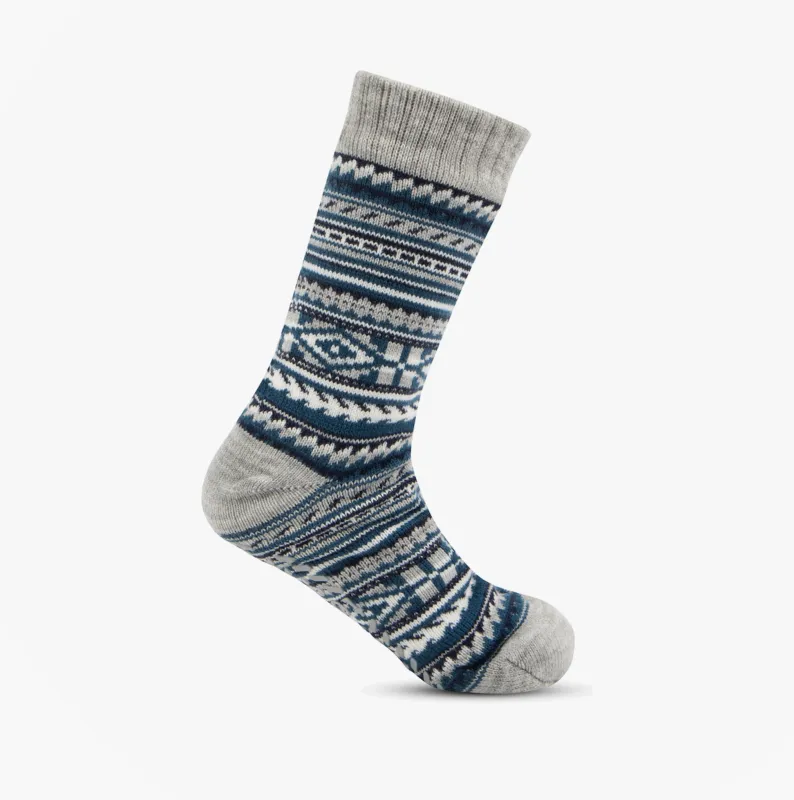Totes Toasties SHERPA LINED FAIR ISLE Mens Slippers Socks Blue Fair isle sold by House of Slippers