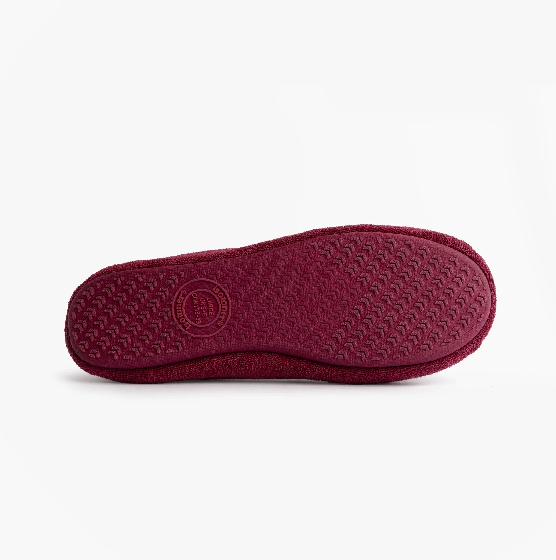 Totes Isotoner STRETCH TERRY BOW Womens Ballerina Slippers Burgundy sold by House of Slippers product image thumbnail 4