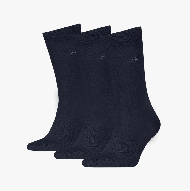 Calvin Klein 3 Pack Mens Crew Socks Navy sold by House of Slippers