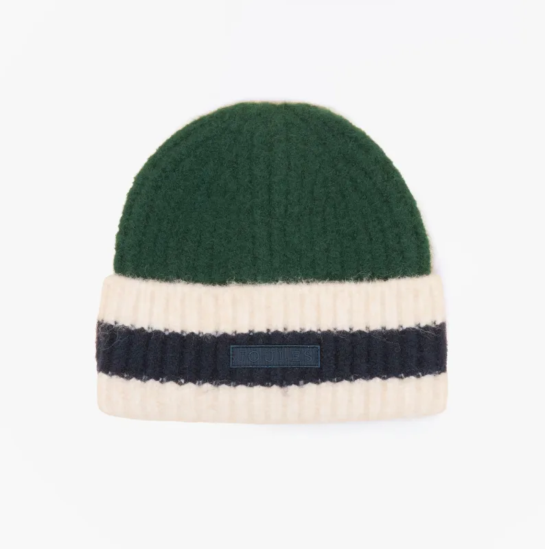 Joules POPLEY STRIPE Womens Beanie Green/Blue sold by House of Slippers