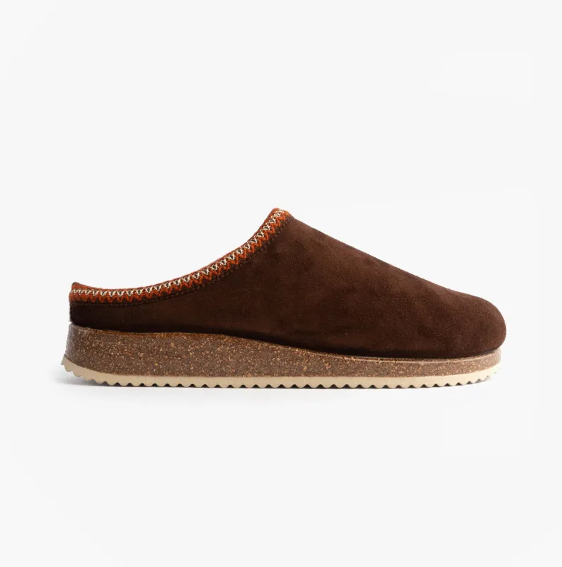 Nordikas 2258 Mens Suede Mule Slippers Brown sold by House of Slippers