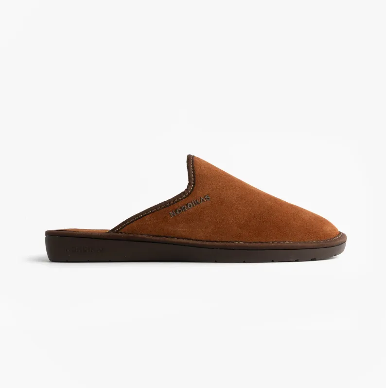 Nordikas 131 Mens Suede Mule Slippers Brown sold by House of Slippers