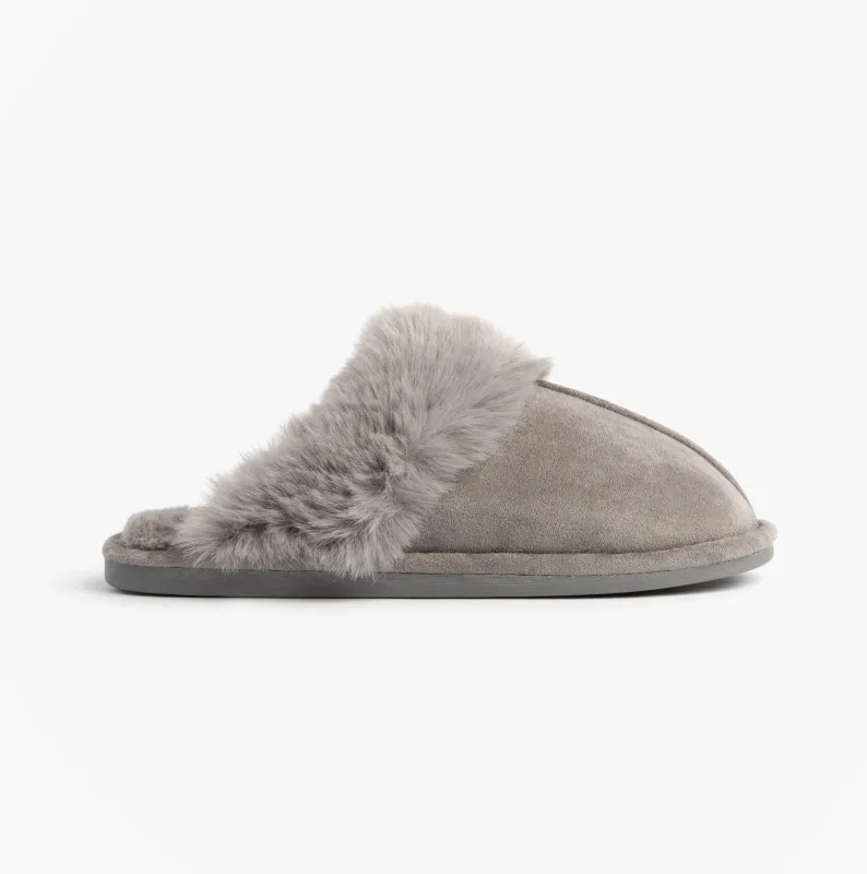 Jo & Joe SCARLETT Womens Mule Slippers Grey sold by House of Slippers