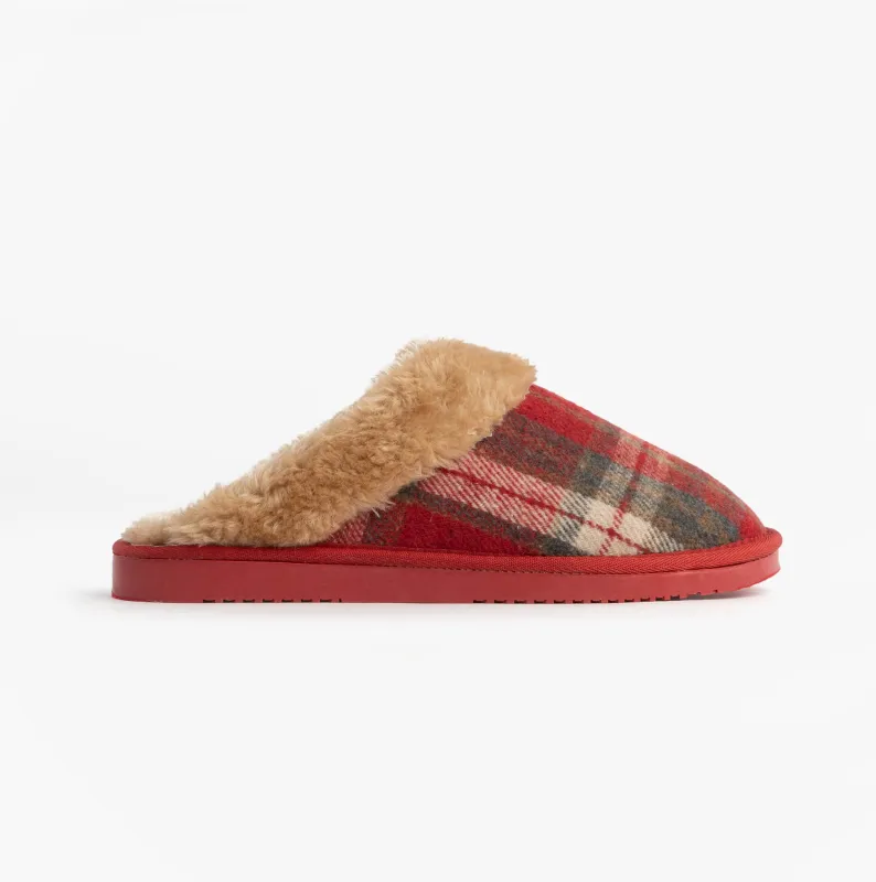 Jo & Joe SHETLAND Womens Mule Slippers Festive Red sold by House of Slippers