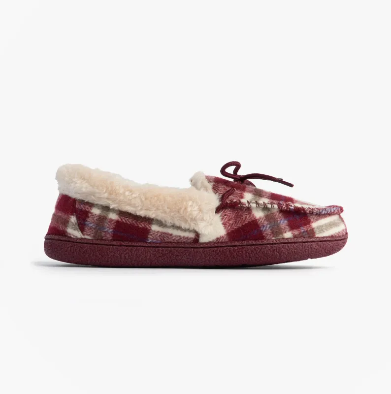 Jo & Joe PEMBROKE Womens Moccasin Slippers Cherry sold by House of Slippers