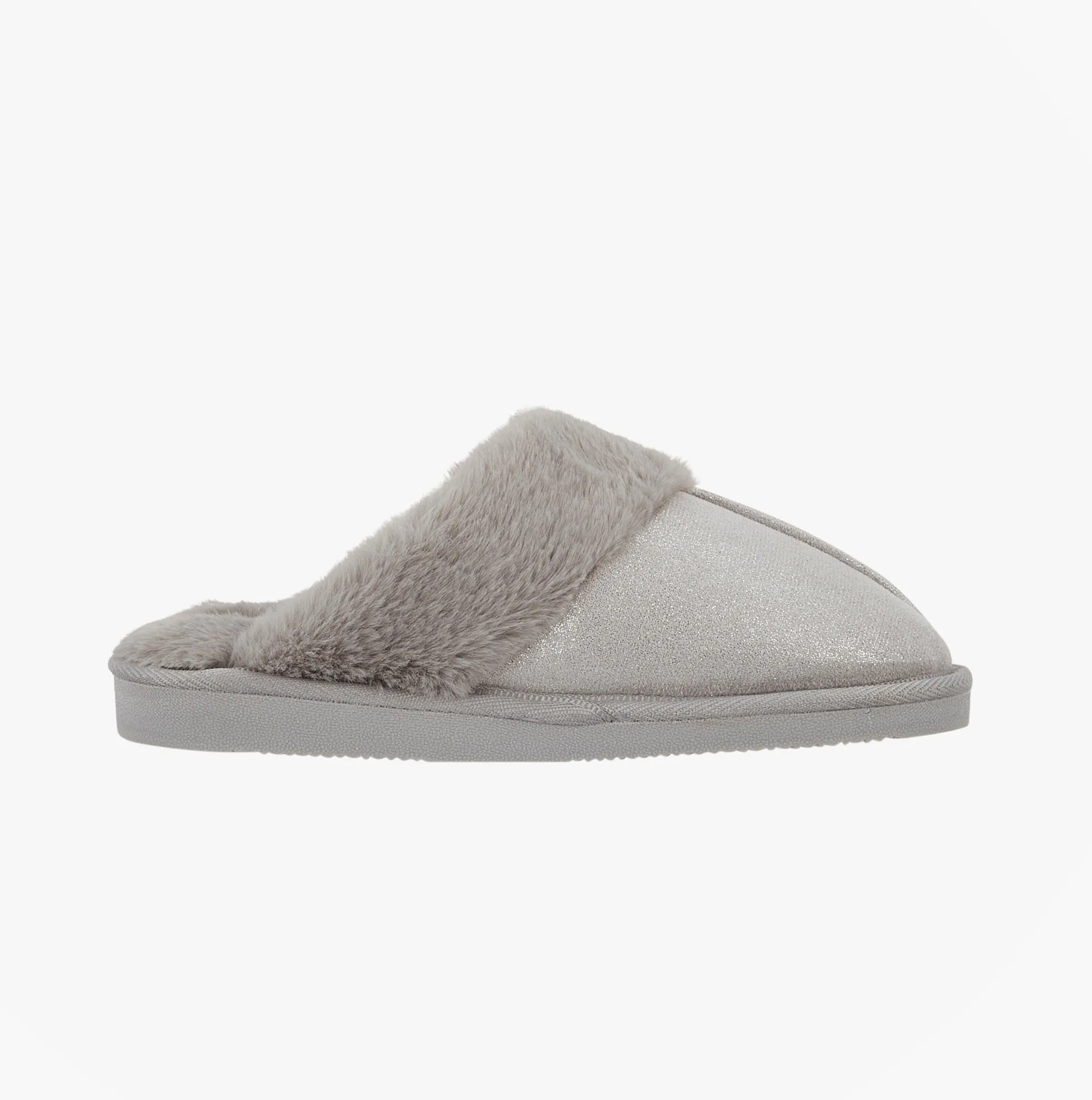 Jo & Joe GLIMMER Womens Mule Slippers Grey sold by House of Slippers