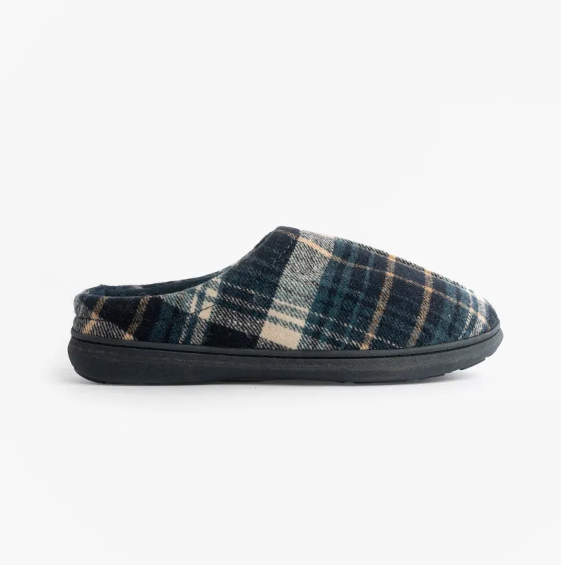 Jo & Joe INVERNESS Mens Mule Slippers Navy made by House of Slippers