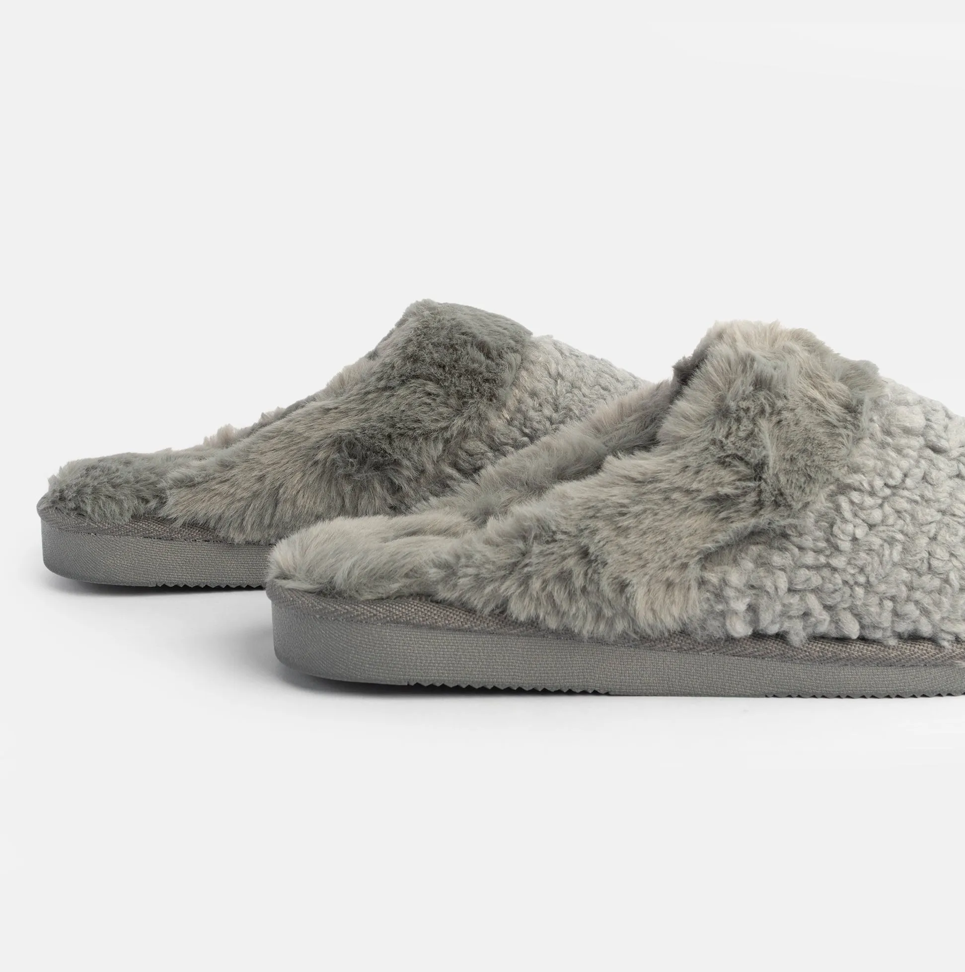 Jo & Joe HELGA Womens Mule Faux Fur Slippers Grey sold by House of Slippers product image thumbnail 5