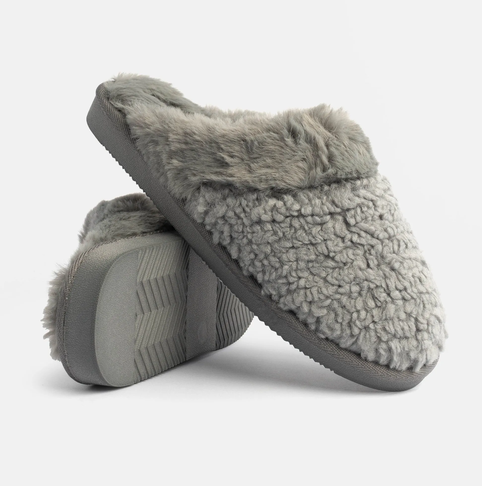 Jo & Joe HELGA Womens Mule Faux Fur Slippers Grey sold by House of Slippers product image thumbnail 2