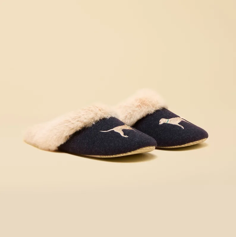 Joules SLIPPET Womens Mule Slippers Navy sold by House of Slippers