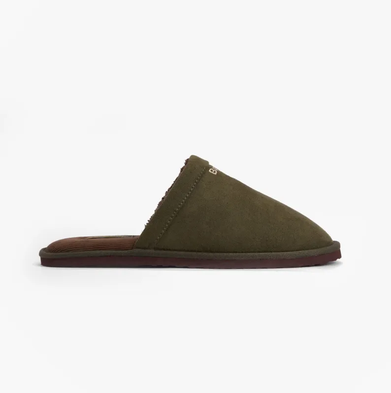 Barbour EVERITT Mens Mule Slippers Olive sold by House of Slippers