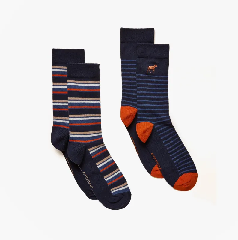 Joules KINGSBURY Mens Socks Navy/Ginger sold by House of Slippers