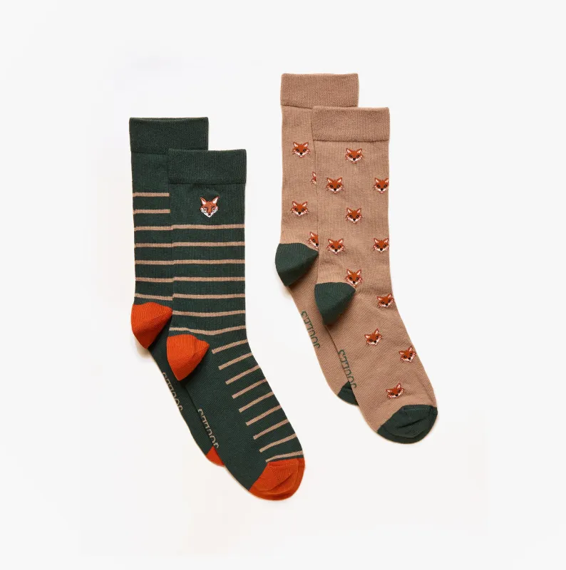 Joules KINGSBURY Mens Socks Green/Orange sold by House of Slippers