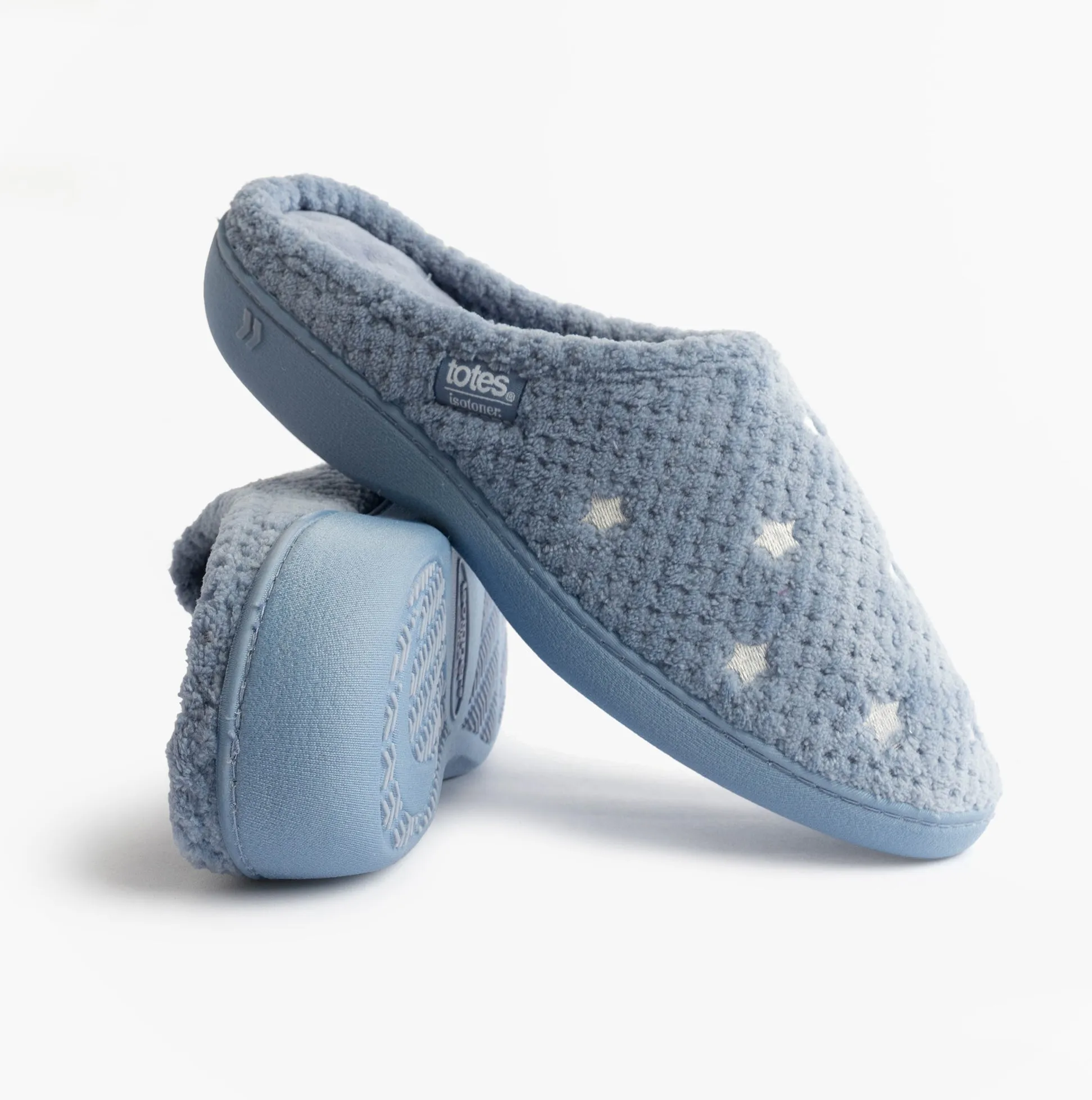Totes Isotoner POPCORN TERRY Womens Mule Slippers Iris Blue Star sold by House of Slippers product image thumbnail 3