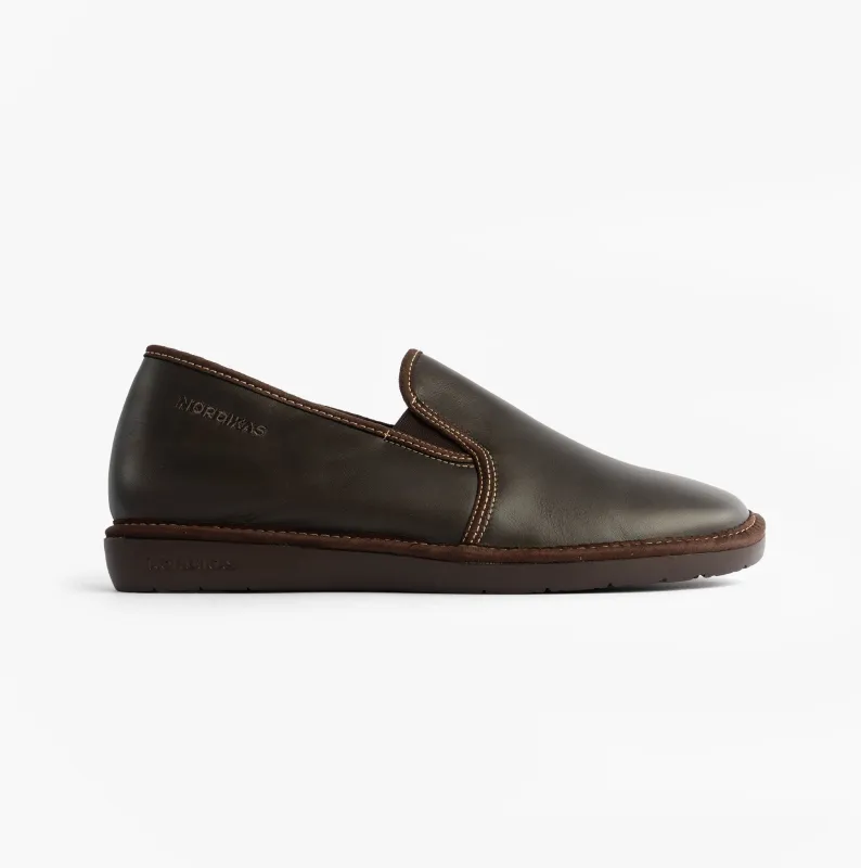Nordikas 663 Mens Leather Full Slippers Mocha sold by House of Slippers