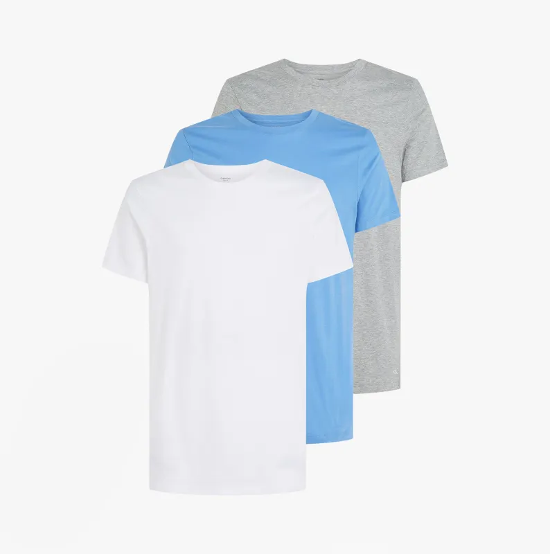 Calvin Klein 100% COTTON 3 Pack Mens T-Shirts Black/Grey Heather/Glacier sold by House of Slippers