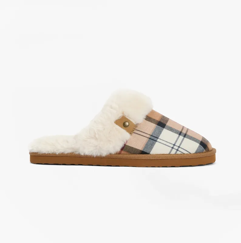 Barbour CLAUDIA Womens Mule Slippers Hessian Tartan sold by House of Slippers