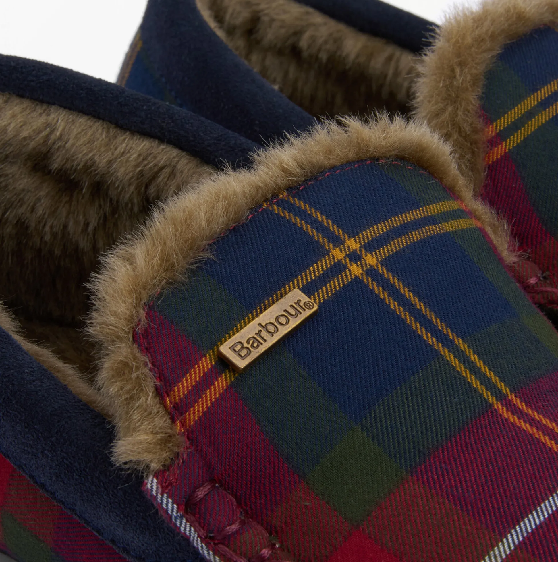 Barbour MONTY Mens Moccasin Slippers Winterberry Tartan sold by House of Slippers product image thumbnail 5