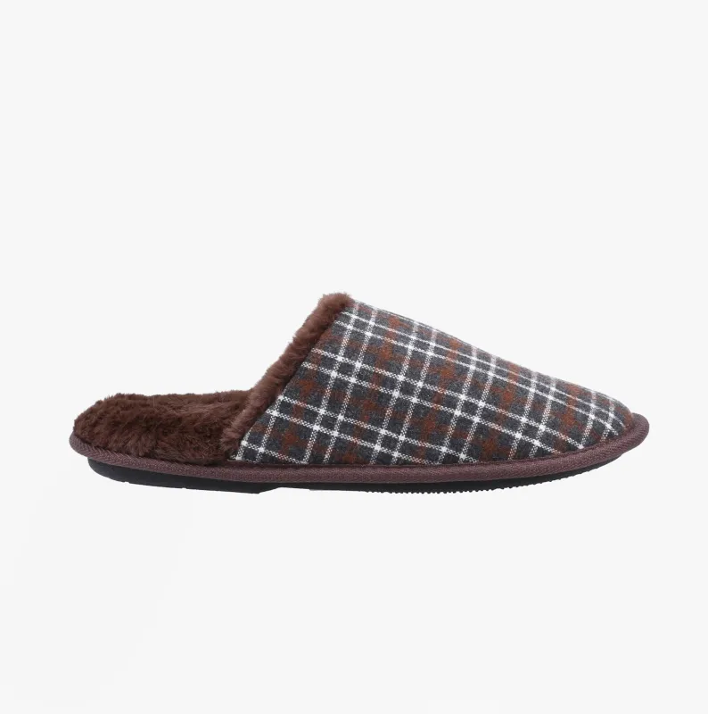 Fleet & Foster RHYS Mens Mule Slippers Brown sold by House of Slippers