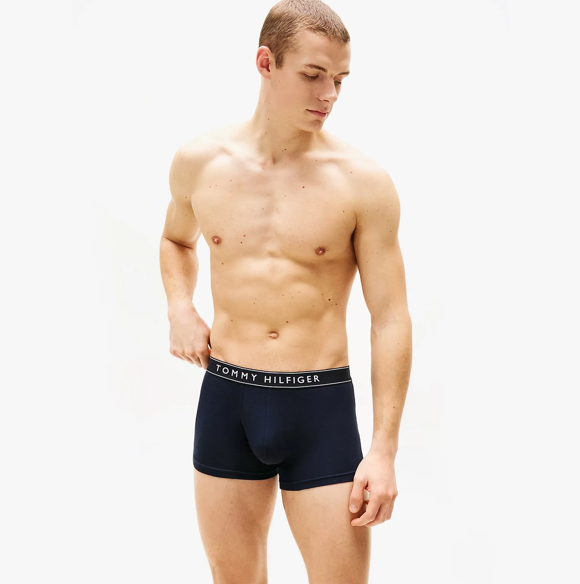 Tommy Hilfiger Mens 3 Pack Logo Waistband Trunks Navy sold by House of Slippers product image thumbnail 3