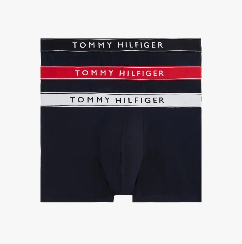 Tommy Hilfiger Mens 3 Pack Logo Waistband Trunks Navy made by Tommy Hilfiger