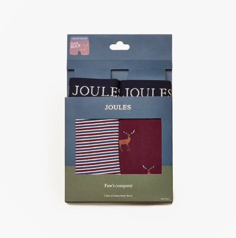 Joules CROWN Mens Boxer Shorts Burgundy Red sold by House of Slippers
