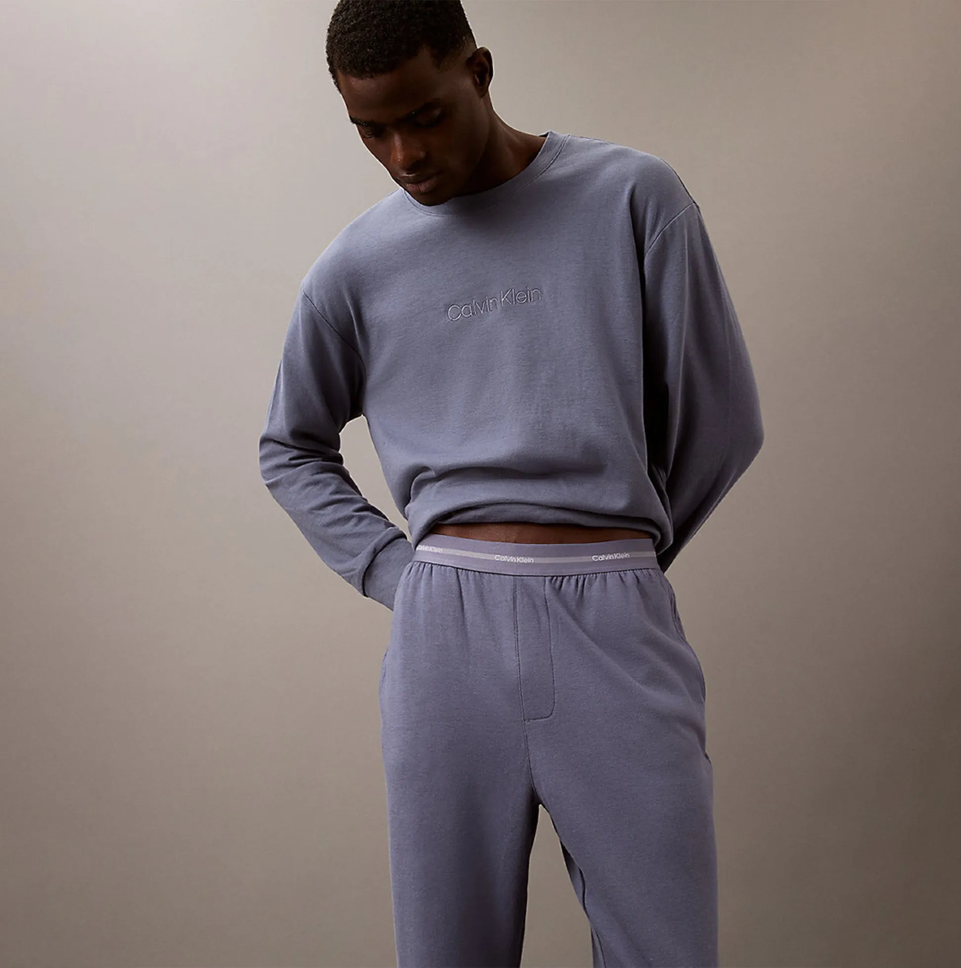 Calvin Klein ICON COTTON TERRY Mens Lounge Joggers Grisaille sold by House of Slippers product image thumbnail 2