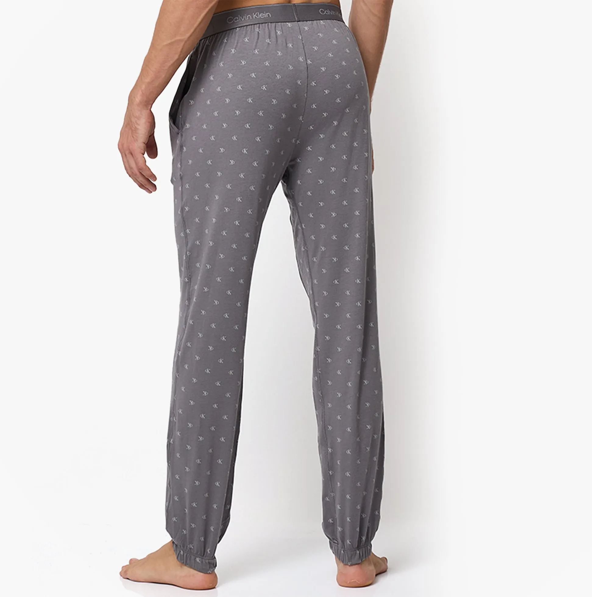 Calvin Klein ICON COTTON STRETCH Mens Lounge Joggers Diamond Logo/Smoked Pearl sold by House of Slippers product image thumbnail 2