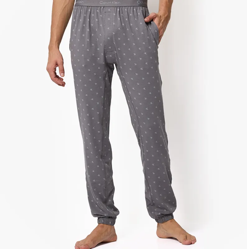Calvin Klein ICON COTTON STRETCH Mens Lounge Joggers Diamond Logo/Smoked Pearl sold by House of Slippers