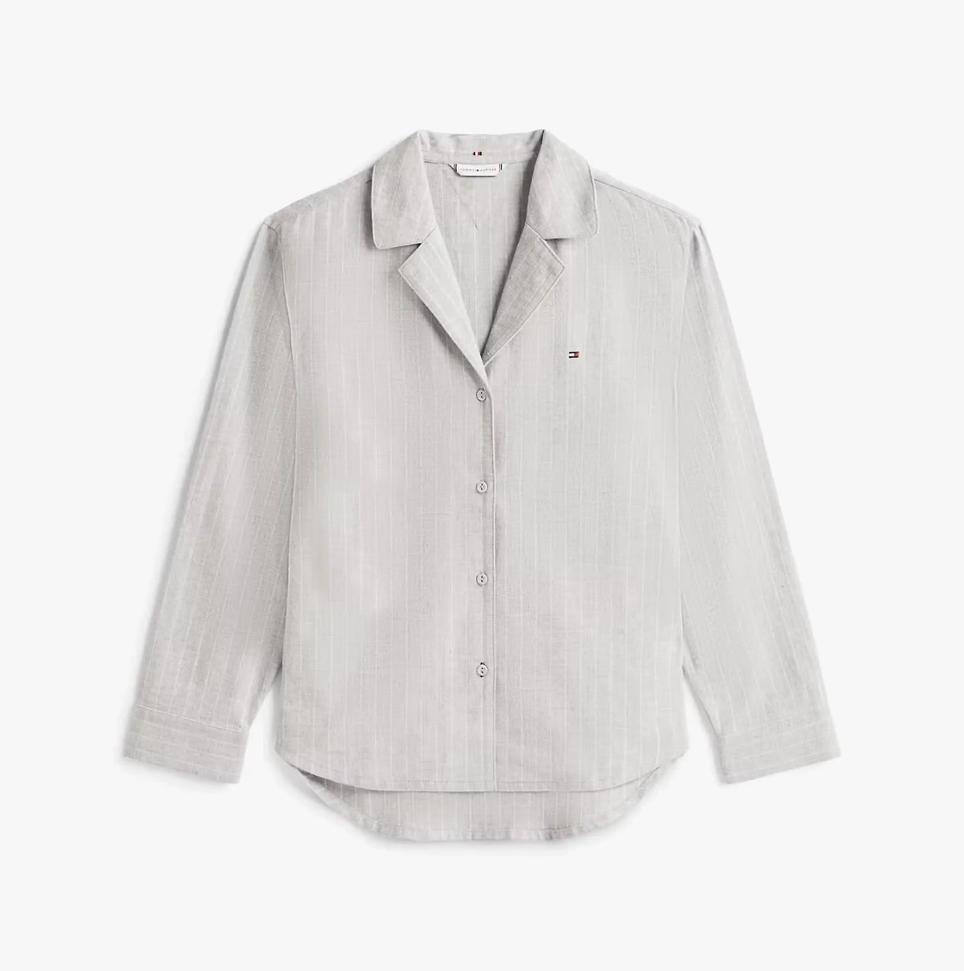 Tommy Hilfiger STRIPE FLANNEL SHIRT Womens Set Thin Stripe Light Grey sold by House of Slippers product image thumbnail 3