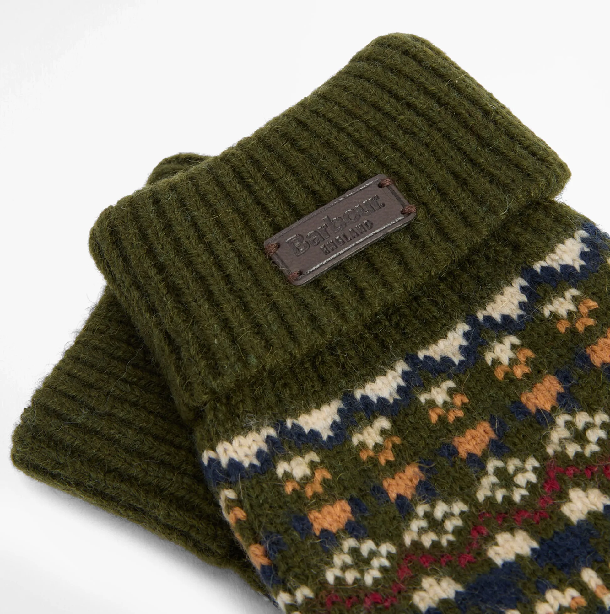 Barbour MARLOW FAIR ISLE KNITTED Mens Gloves Olive sold by House of Slippers product image thumbnail 2