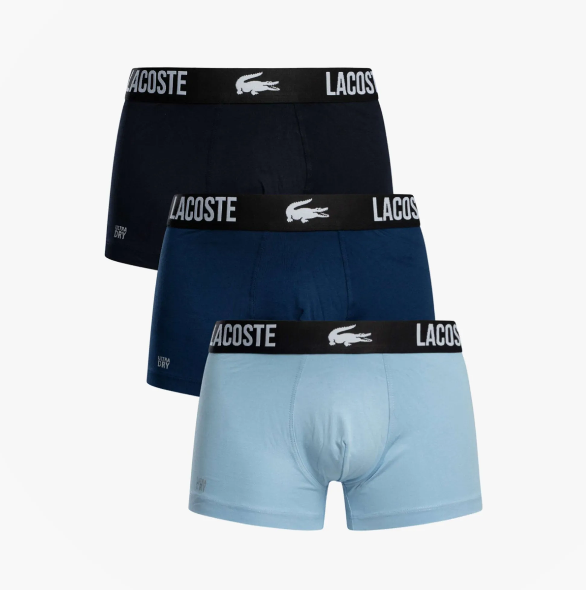 Lacoste 3 Pack Trunks Mens Trunks Navy Blue/Navy Blue/Font sold by House of Slippers
