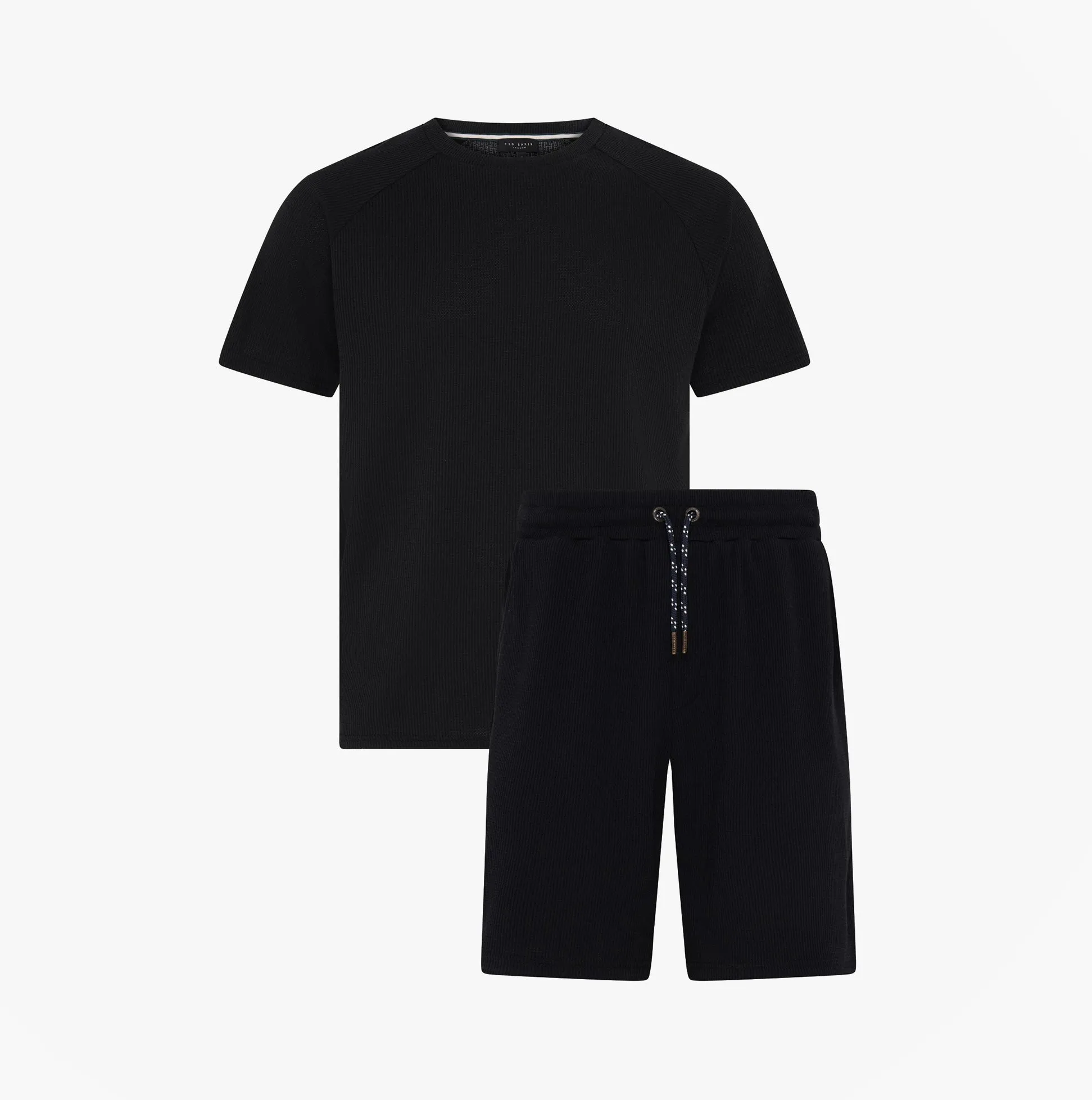 Ted Baker Ted Baker WAFFLE T SHIRT AND SHORT SET Mens Loungewear Black sold by House of Slippers