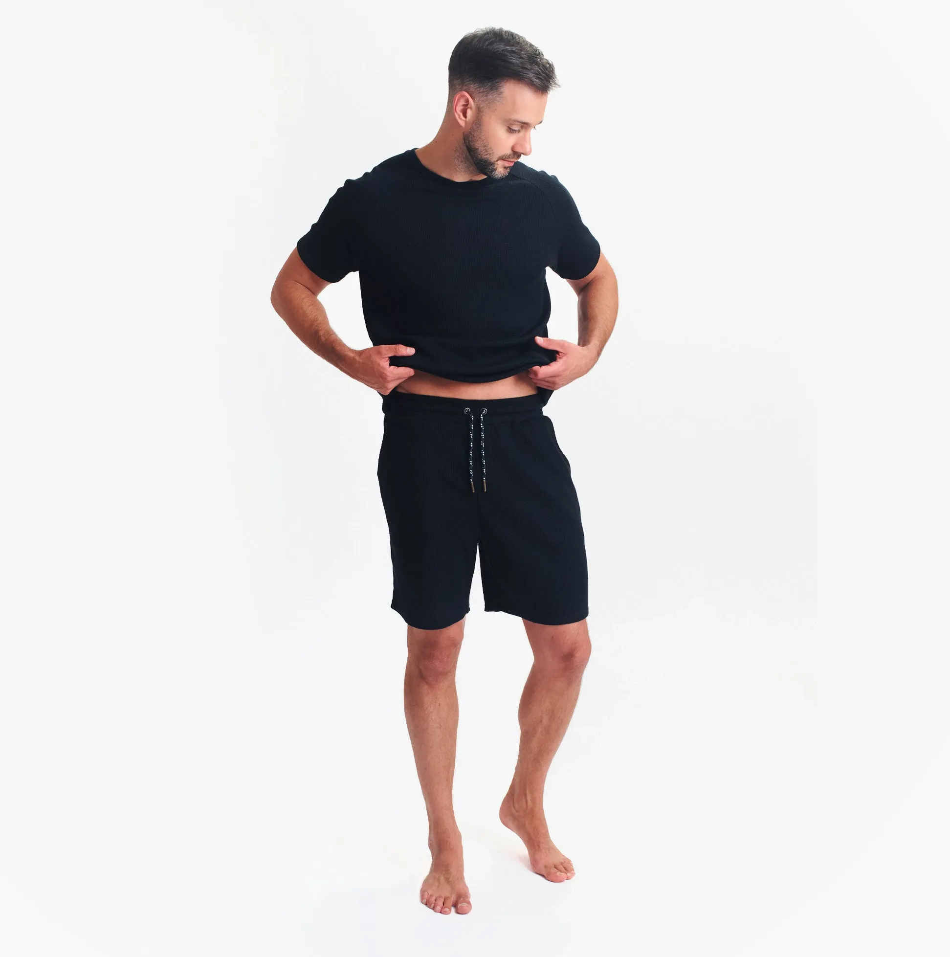 Ted Baker Ted Baker WAFFLE T SHIRT AND SHORT SET Mens Loungewear Black sold by House of Slippers product image thumbnail 2