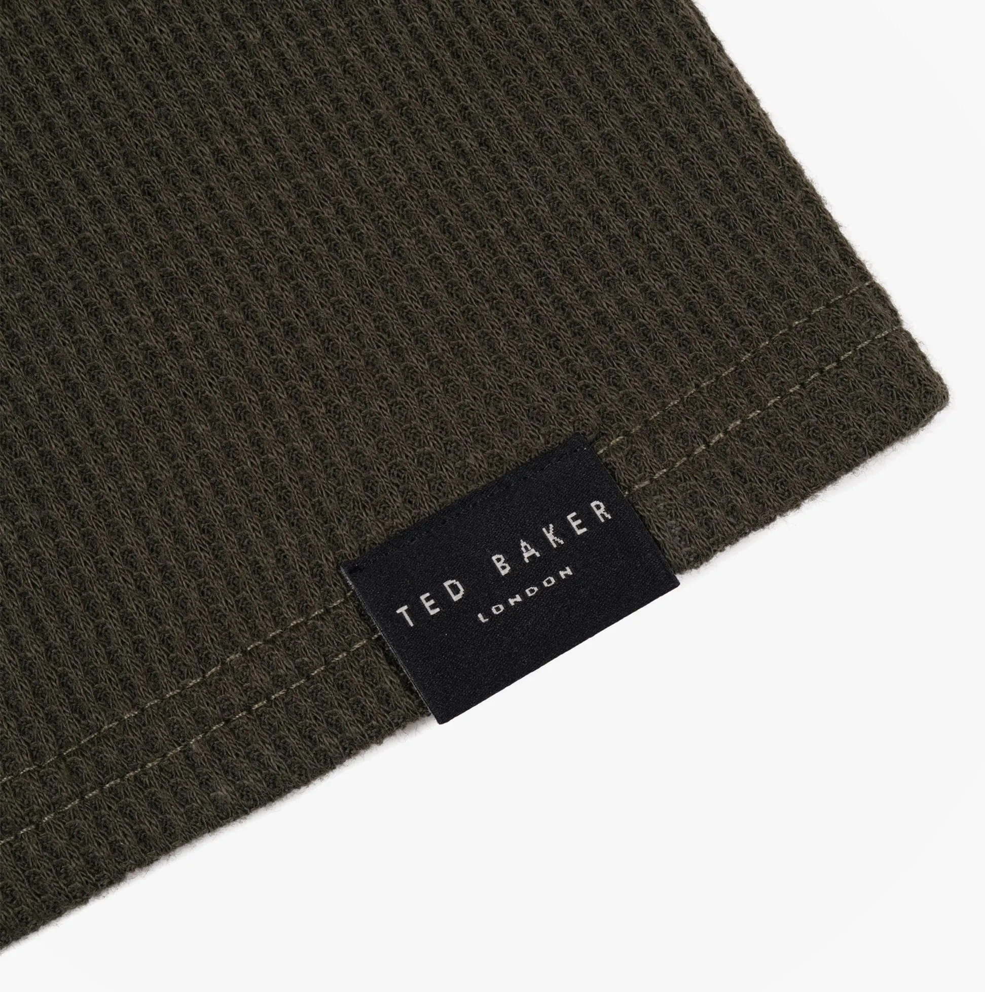 Ted Baker Ted Baker WAFFLE LONG SLEEVE SHIRT & JOGGER SET Mens Loungewear Khaki sold by House of Slippers product image thumbnail 3