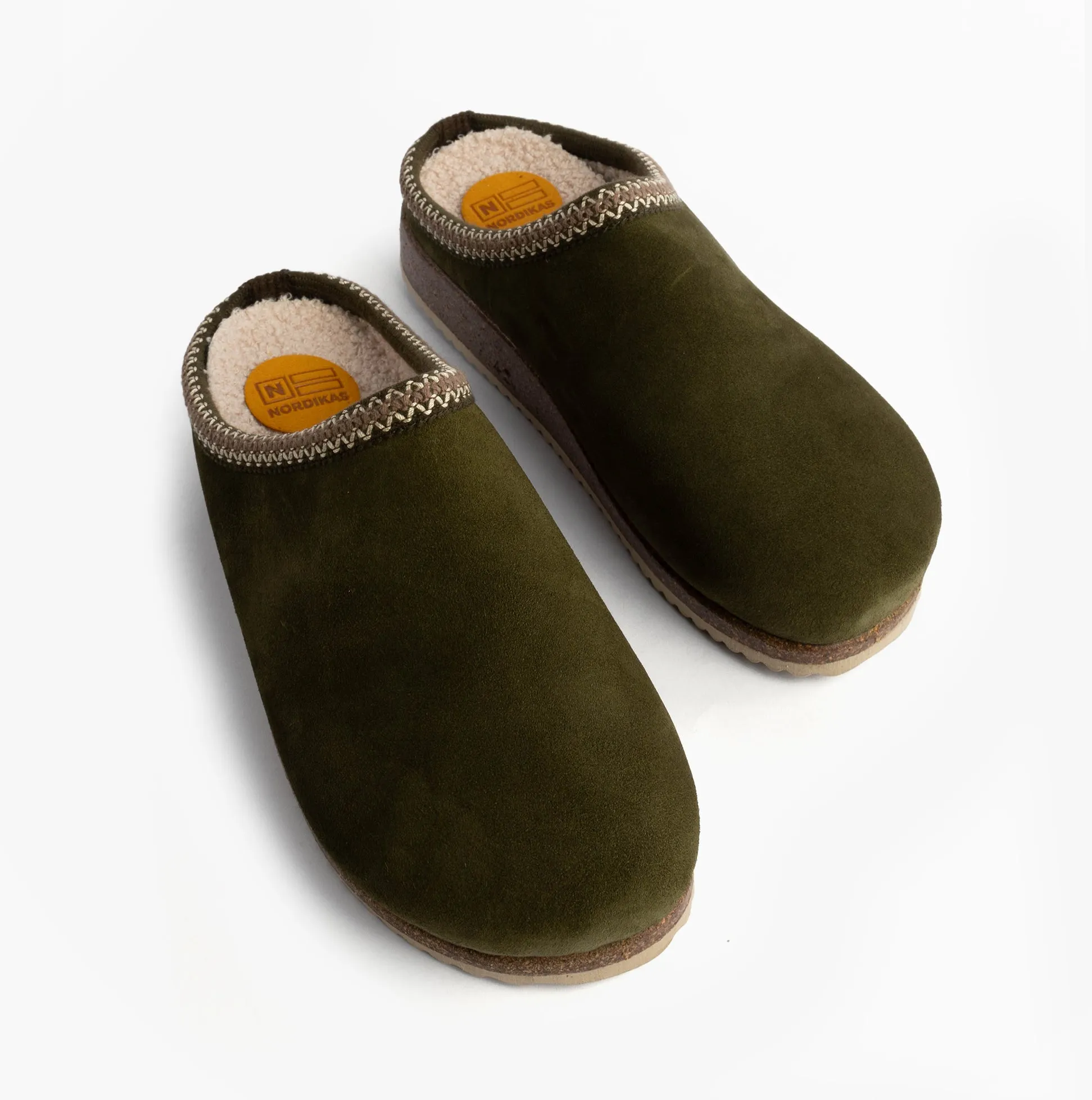Nordikas 2258 Mens Suede Mule Slippers Khaki sold by House of Slippers product image thumbnail 2