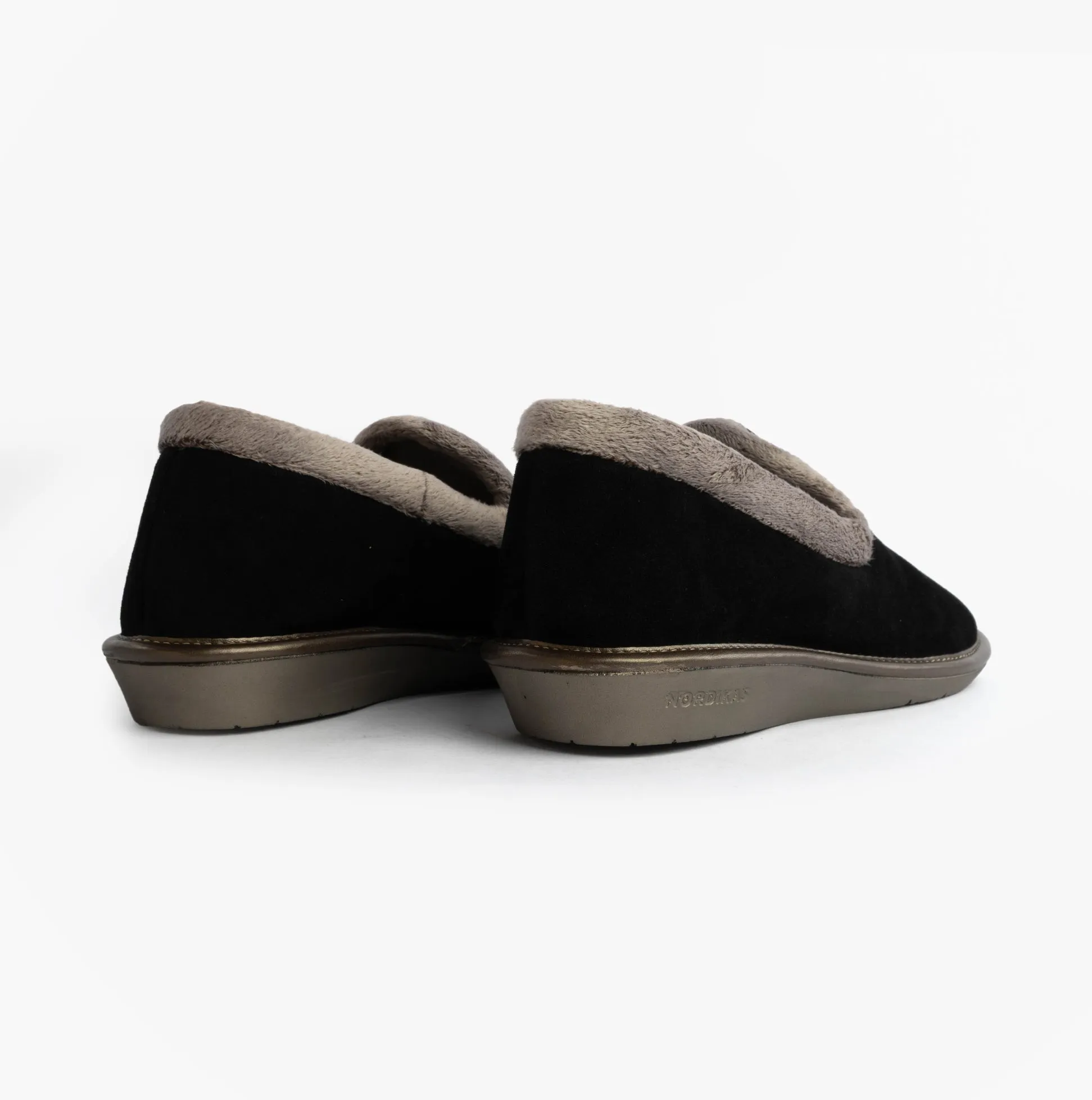 Nordikas 305 Womens Suede Full Slippers Black sold by House of Slippers product image thumbnail 4