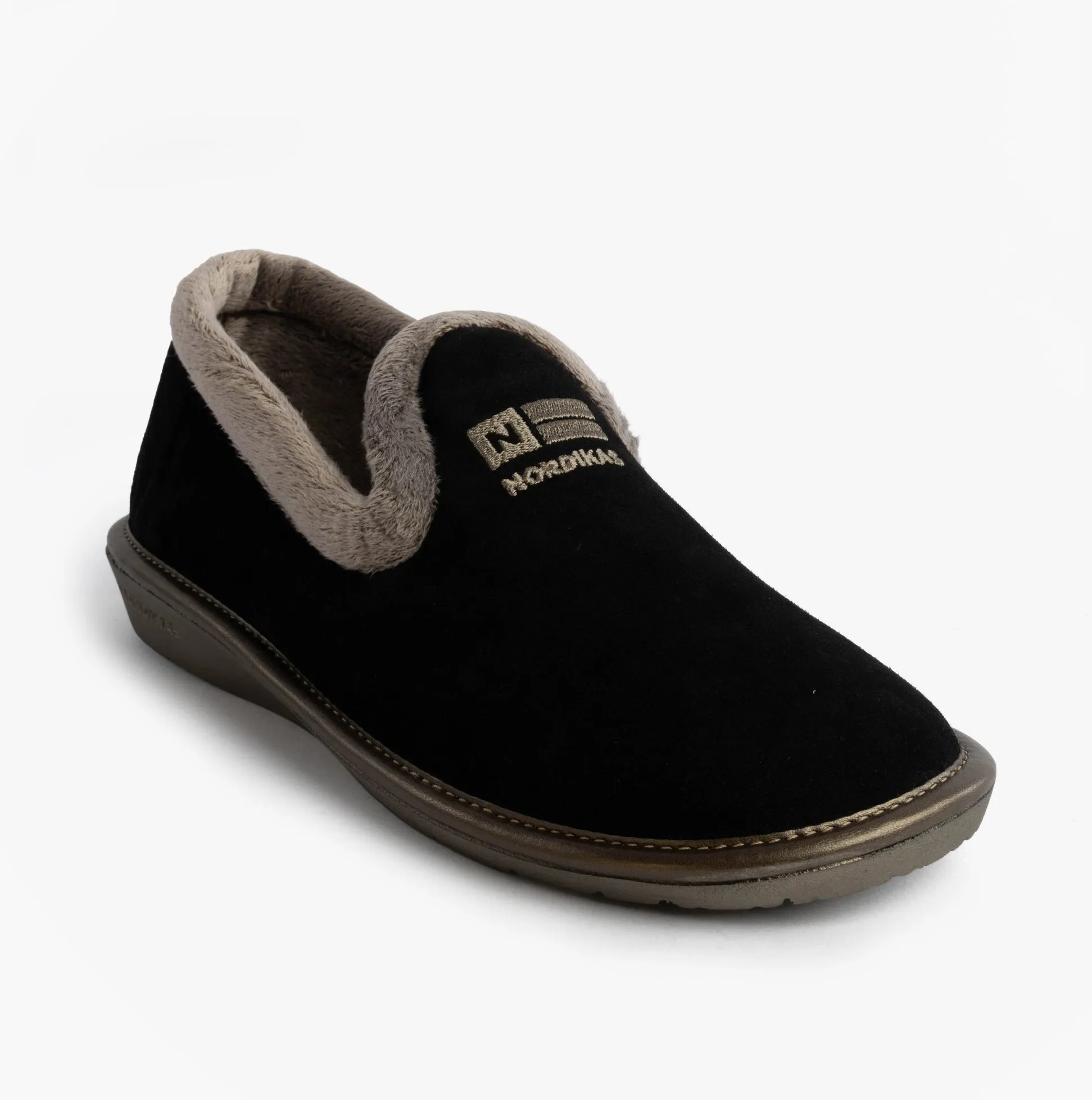 Nordikas 305 Womens Suede Full Slippers Black sold by House of Slippers product image thumbnail 5