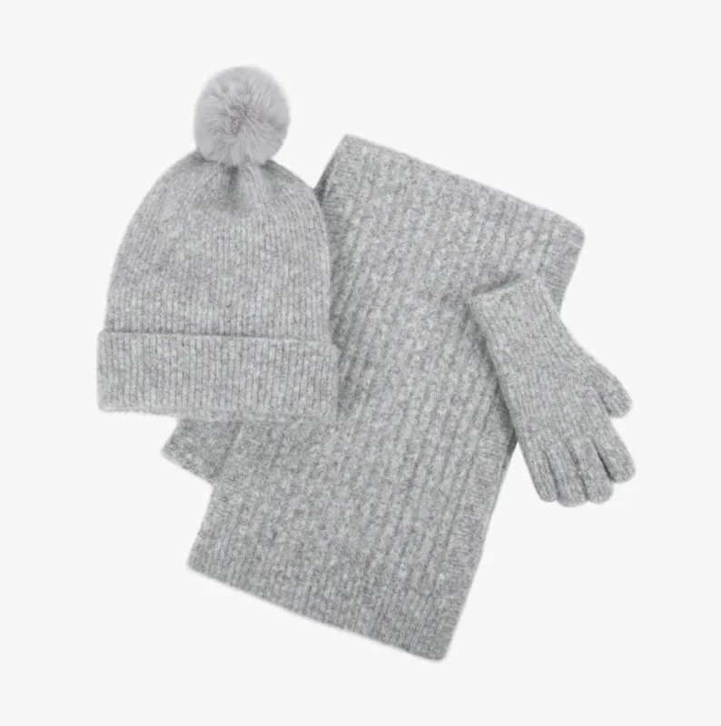 Totes Toasties KNITTED HAT SCARF & GLOVE GIFT SET Womens Grey sold by House of Slippers