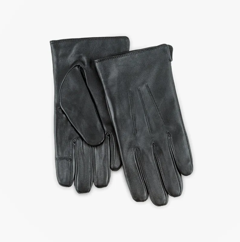 Totes Isotoner SMARTOUCH WATER REPELLENT 3 POINT LEATHER Mens Gloves Black made by House of Slippers