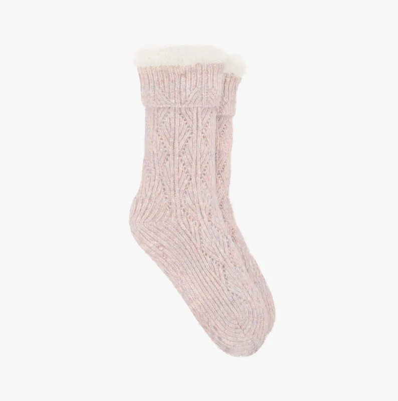 Totes Toasties TEXTURE SLIPPER SOCKS Womens Socks Pink Mix sold by House of Slippers