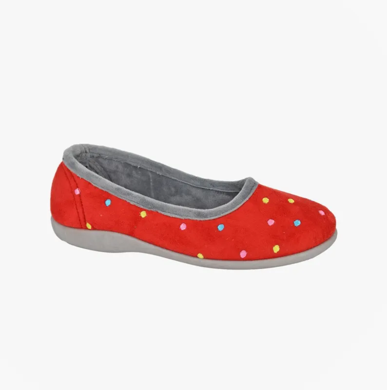 Sleepers ISLA Womens Full Slippers Slippers Red/Grey sold by House of Slippers