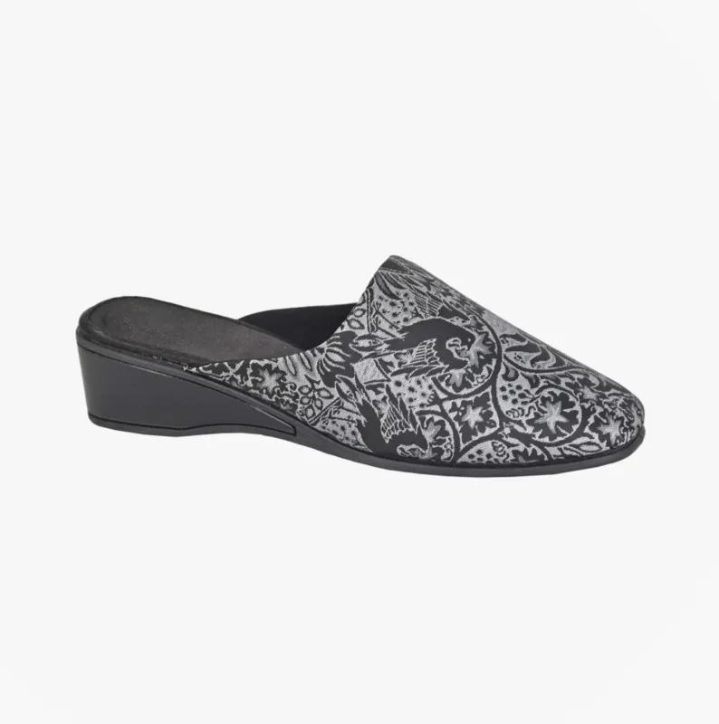 Sleepers PRIYA Womens Mules Slippers Black/Silver sold by House of Slippers