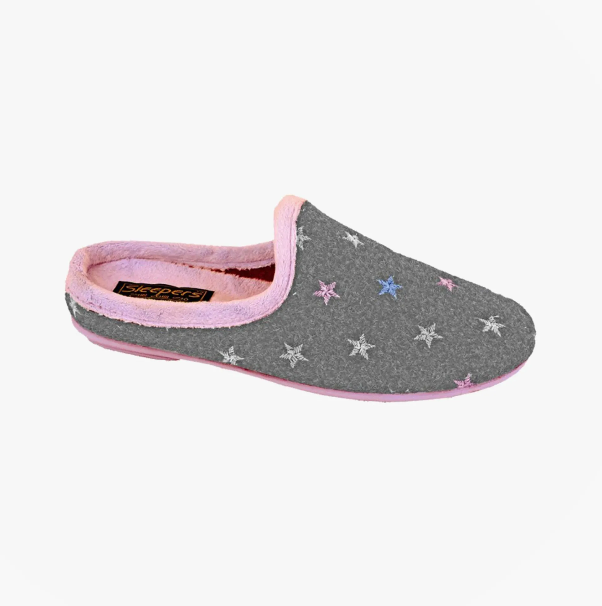 Sleepers ELLIE Womens Mules Slippers Grey/Pink sold by House of Slippers