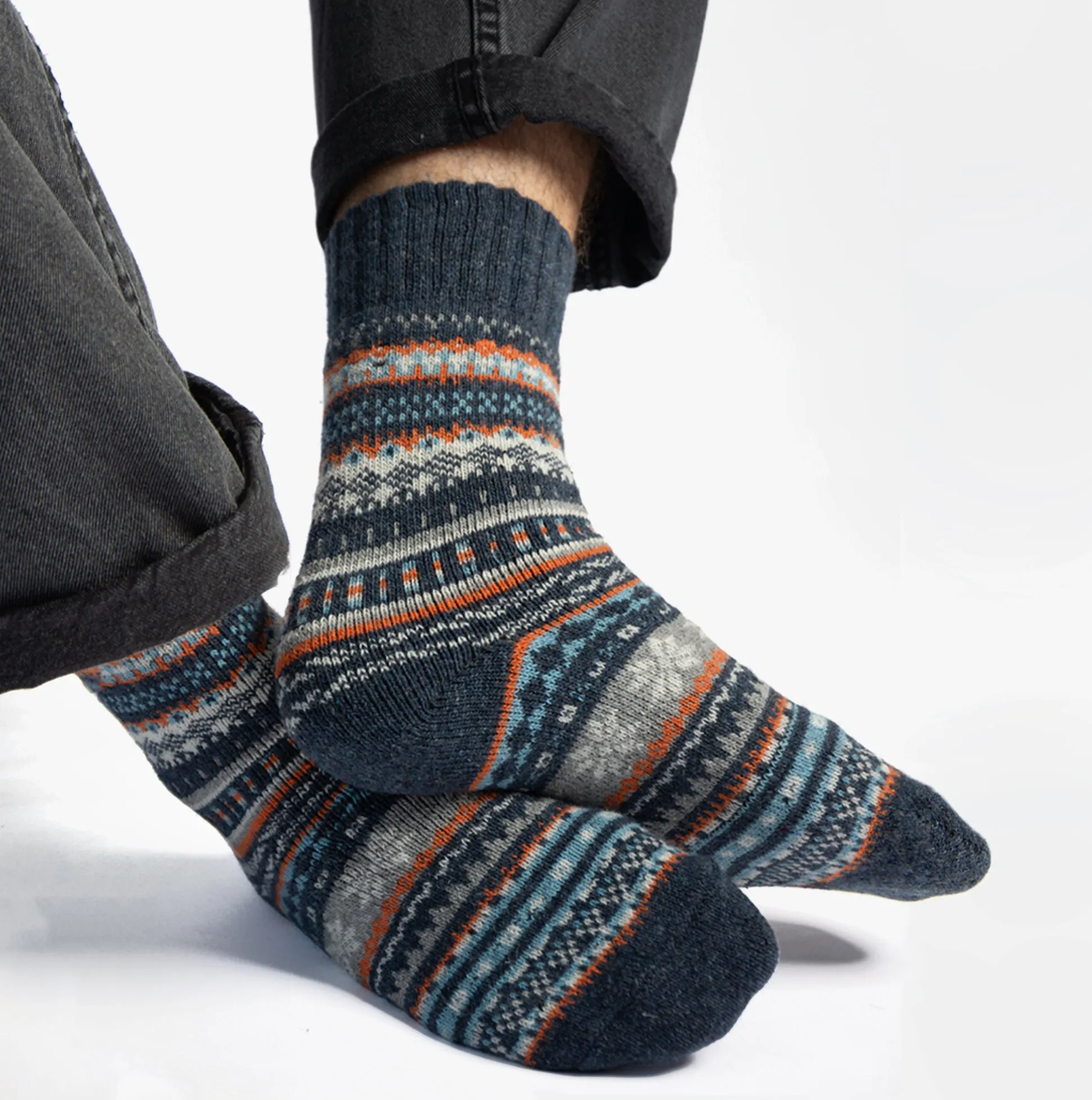Totes Toasties WOOL BLEND FAIR ISLE SLIPPERS SOCKS (Twin Pack) Mens Socks Multi sold by House of Slippers