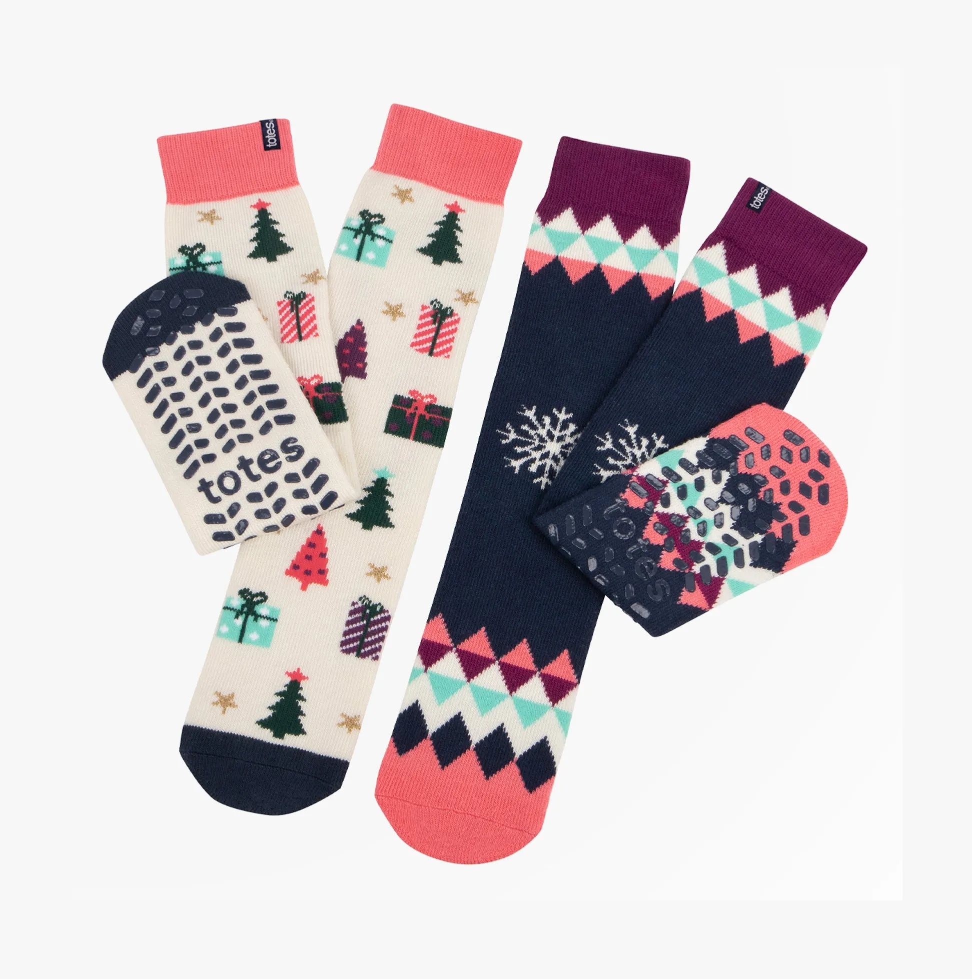 ORIGINAL Womens Twin Pack Slipper Socks Festive sold by House of Slippers
