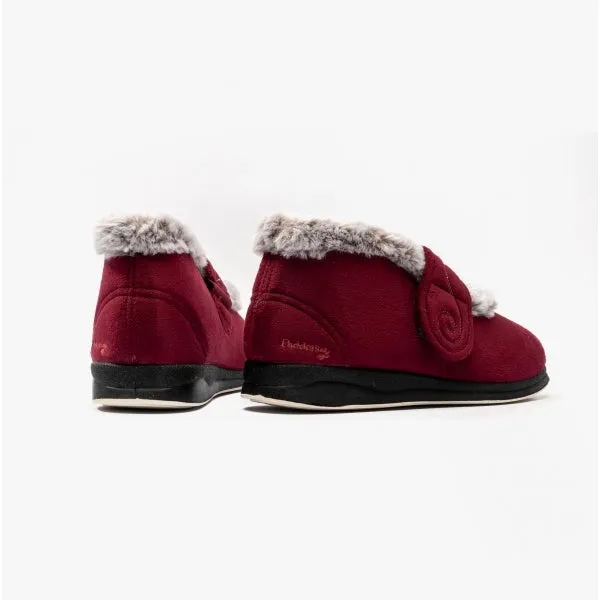 Padders HUSH Womens (EE Fit) Touch Fasten Boot Slippers Burgundy Combi sold by House of Slippers product image thumbnail 3
