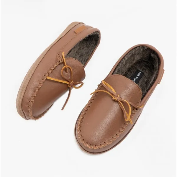 Hush Puppies ACE Mens Leather Moccasin Slippers Tan sold by House of Slippers product image thumbnail 2